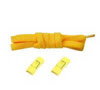 XIUsheUA 1Pair Shoelaces Colorful Press Metal Lock Shoelace No Tie Elastic Flat Shoe Laces Sneakers Without Ties Shoestrings Accessories for Trainers, Casual Shoes(Yellow)