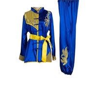 XIUsheUA Adult Wushu Clothing Sets Sanda Martial Arts Tai Chi Shirt+Pants Fighting Training Suit Taiji Kung Fu Uniform for Tai Chi, Martial Arts(Blue dragon Long,170 height 165-175cm)