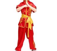 XIUsheUA Adult Wushu Clothing Sets Sanda Martial Arts Tai Chi Shirt+Pants Fighting Training Suit Taiji Kung Fu Uniform for Tai Chi, Martial Arts(Red Cloud set,150 height 145-155cm)