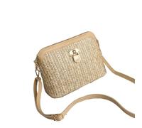 XIUsheUA Casual Chains Straw Bucket Bags Women Summer Messenger Bag Rattan Bags Beach Lady Travel Purses and Handbags Shoulder Bag for Beach, Outing(LightBrown)