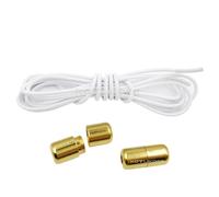XIUsheUA Elastic Shoelaces No Tie Flat Shoe Laces for Kids and Adult Sneakers for Shoelace Lazy Metal Lock Laces for Trainers, Casual Shoes(White and Gold)