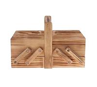 XIUsheUA Foldable Wooden Sewing Box Sew Basket Organizer Compartments for Fabric, Tools(Natural)