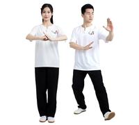 XIUsheUA Kung Fu Shirt Only T-shirt Martial Arts Short-sleeved Clothing Classic Uniform Tai Chi Clothes Men's Shirt Top Women for Tai Chi, Martial Arts(White 1,3XL)