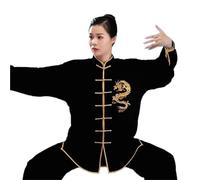 XIUsheUA Kung Fu Suits Exercise Uniform Dragon Long Sleeve Tai Chi Clothing Traditional Folk Taiji Outdoor Walking Morning Sports for Tai Chi, Martial Arts(Black,XL)