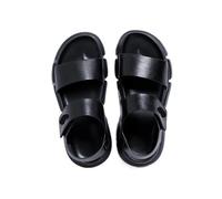 XIUsheUA Men's Cool Outdoor Slippers Men's Hollow Out Summer Sandals Leather Thick-soled Beach Shoes Non-slip Handmade Sandals for Beach, Walking(40)