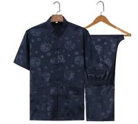 XIUsheUA Silk Dragon Pattern Retro Tang Suit Kung Fu Tai Chi Clothes Men's Hanfu Fu with Pocket Shirt Bottoming Shir for Tai Chi, Martial Arts(Suit 16,165 for42.5to57.5kg)
