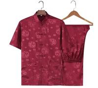 XIUsheUA Silk Dragon Pattern Retro Tang Suit Kung Fu Tai Chi Clothes Men's Hanfu Fu with Pocket Shirt Bottoming Shir for Tai Chi, Martial Arts(Suit 4,170 for57.5to62.5kg)