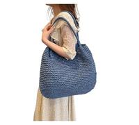 XIUsheUA Straw Crochet Underarm Bag Hand-Woven Handbag Summer Weaving Simple Beach Shoulder Bags Women Large Solid Color Vintage Tote Bag for Beach, Outing(Blue)