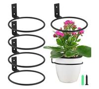 XIUsheUA Window Box Planter Bracket 6PCS Ring Flower Pot Holder Rings Folding Wall Mounting 4/5/6/8 Inch Hanging Plant Garden Accessories(4in)