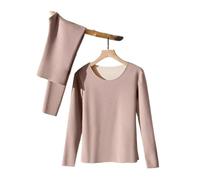 XIUsheUA Women's Thermal Underwear Set Women Thermal Underwear Winter Long Sleeve Bottoming Top Seamless Thick Double Layer Warm Lingerie Woman 2 Pcs Set Sleepwear(Light brown,XL(60-70kg))