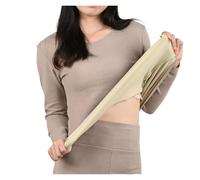 XIUsheUA Women's Thermal Underwear Set Women Winter Thermal Underwear Long Sleeve Bottoming Top Seamless Thick Double Layer Warm Lingerie Woman 2 Pcs Set Sleepwear(Coffee,XL(60-70kg))