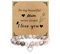 XiuSpark Mum Gifts,Mummy Meaningful Christmas Birthday Xmas Valentines Mothers Day Mother's Gifts,Personalised Happy Mother Day Birthday Present for Mum Gift Ideas from Daughter Son,Beaded Bracelets