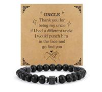 XiuSpark Uncle Gifts from Niece,Fathers Day Father's Day Uncle Birthday Christmas Valentines Funny Personalized Gifts Birthday Present from Nephew,Black Beaded Bracelets