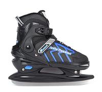 XIUWOUG Adjustable Ice Skates Adult Women Men, Stainless Steel Ice Skates, Ice Skates with Quick Lacing System & Push Lock Buckle for A Secure Hold,Schwarz Blau,L39_42
