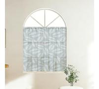 XIUWOUG Beige Tassel Semi Sheer Curtain 1Panel,120cm Length Botanical Print Pattern Rod Pocket Light Filtering Farmhouse Curtains for Bedroom Living Room,X,180W×120cmL