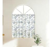 XIUWOUG Beige Tassel Semi Sheer Curtain 1Panel,120cm Length Botanical Print Pattern Rod Pocket Light Filtering Farmhouse Curtains for Bedroom Living Room,Z,180W×120cmL