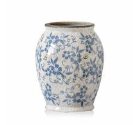 XIUWOUG Blue White Ceramic Vase For Flower,French Country Style Porcelian Vase Floral Design with Crackle Glaze for Home Decor Wedding Dinner Table Office Bathroom Counter,H