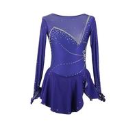 XIUWOUG Kids Girls Black Figure Skating Dress Long Sleeve Professional Modern Ice Skating Dress for Competition Performance Practice Training,Purple,M