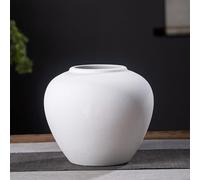 XIUWOUG Round Ceramic Vase Table Centerpiece Jingdezhen Handmade Pottery Vase for Fresh Dried Flower Home Decor Kitchen Utensil Holder,WhiteA