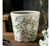 XIUWOUG Vintage Green Ceramic Flower Pots for Garden Plants and Succulents,Rustic Distressed Cracked Glazed Planters with Drainage Holes Tuscan Flower Pots for Outdoor,Al,no hole