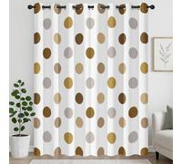 XIUWOUG White Curtains for Bedroom Living Room with Brown Polka Dots Printed Curtains for Kids Boys Girls Windows Drapes,Z2,117x183H cm (2 panels)