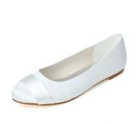 XIUWOUG Women's Closed-Toe Flat Heel Sandals | Party & Wedding Shoes Featuring a 0.23-Inch Thick Heel in Standard Sizes - Elegant Style,White,8.5