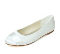 XIUWOUG Women's Closed-Toe Flat Heel Sandals | Party & Wedding Shoes Featuring a 0.23-Inch Thick Heel in Standard Sizes - Elegant Style,Ivory,8.5