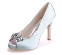 XIUWOUG Womens Mid High Heel Court Shoes Pointed Toe Satin Slip On Pumps Evening Party Wedding Bridal Prom Graduation Occasion Heeled Comfort Stiletto Heels,Silver,3