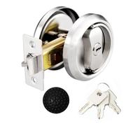 XIUXLI Round Pocket Door Lock,Passage Door Handle Lock Knobs Lockset - Privacy Door Latch Locks Set, 304 Stainless Steel,with 3 Keys, Bed Room, Kitchen, Bathroom, Laundry Room Doors Throw Gate Locks
