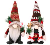 Xiuyer Christmas Gnomes, 2 Pack Christmas Gonk Gnome Plush, Xmas Elf Dwarf Figurines, Winter Decorations Handmade Swedish Tomte Santa for Festival Party Decorations Home Decor Gifts