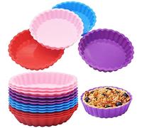 Xiuyer Silicone Pie Molds, 12pcs Silicone Cake Mold Round, Cake Pans for Baking Set, Tart Mould Tins Fluted Flan Pans Non-Stick Bakeware for Making Pies Quiche Muffin Cakes(10.8x2.3cm)