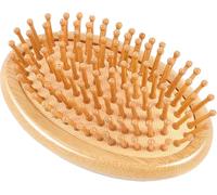 Xiuyong raw bamboo hair brush, natural wood scalp brush mini scalp massager bamboo hair brush for women, handle less design, anti registration needle