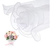 Xiuyong weiße Blumen Verpackung Netzpapier 4 Yard Perlen Spitze Netz Wasserdicht Blumensträuß Verpackung Falten Transparent Band Band für Party Dekoration Blumenhändler Zubehör DIY Handwerk