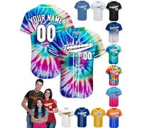 Xiuyours Custom Men Women Kids Baseball Jersey Personalised Name Number Logo Baseball Top Customised Softball Jersey Tie Dye Shirts, S-4XL