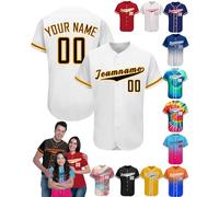 Xiuyours Custom Men Women Kids Baseball Jersey Personalised Name Number Logo Baseball Top Customised Softball Jersey Shirts, White, S-4XL