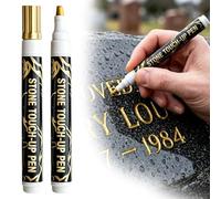 Xivicii 2 Pack Golden Tombstone Marker Pen, Waterproof Gold Paint Pen for Restoring Faded Grave Inscriptions, Stone Touch-up Pen for Gravestone Lettering and Memorial Monuments