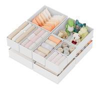 XIVIRACK 10 Pack Drawer Organizer for Clothes, Underwear Drawer Organizer Bins, Foldable Fabric Closet Storage Organizers, Drawer Dividers for Bras Undies Socks Ties, White