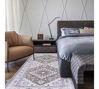 XIVOD 60x180cm Runner Area Rugs for Hallway, Entryway Mat for Kitchen, Distressed Vintage Boho Anti-slip Indoor Bedside Rug, Soft Thickened Living Room Carpet, Washable Bathroom Mat, Brown Ivory