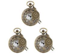 XiVue Steampunk Roman Pocket Watch 3 Pieces Vintage Clamshell Hanging Chain Watch Classic Smooth Double Case Hand Wind Number Quartz Antique Chains Pocket Watch
