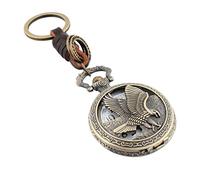 XiVue Vintage Eagle Quartz Pocket Watch: Retro Hollow Eagle Clamshell Watch with Hanging Chain Classic Smooth Double Case Hand Wind Numbers Quartz Antique Chain Pocket Watch