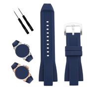 XIW Compatible for 13mm× 29mm Michael Kors MK8152 MK8295 MK8356 MK8380 MK9020 Rubber Watch Band Replacement for men Silicone Wirstband Strap women Bracelet, Navy Blue Silver Buckle