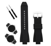 XIW Compatible for 13mm× 29mm Michael Kors MK8152 MK8295 MK8356 MK8380 MK9020 Rubber Watch Band Replacement for men Silicone Wirstband Strap women Bracelet, Black Silver Buckle
