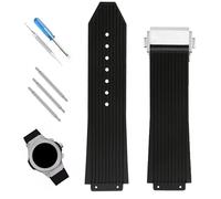 XIW Compatible for 19mm× 25mm× 22mm Hublot Big Bang Rubber Watch Band With Stainless Steel Buckle Replacement for men Silicone Wirstband Strap women Bracelet (Coarse Lines)