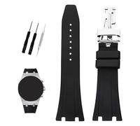 XIW Compatible for 26mm Audemars Piguet AP Royal Oak Offshore Watch 15703 15710 15400 26470 26400 Rubber Watch Band Replacement for men Silicone Wirstband Strap women Bracelet, Silver Buckle