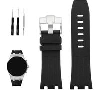XIW Compatible for 28mm Audemars Piguet AP Royal Oak Offshore Watch 15703 15710 15400 26470 26400 Rubber Watch Band Replacement for men Silicone Wirstband Strap women Bracelet (Silver Buckle, 28mm)