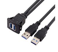 1m Waterproof Dual USB 3.0 Extension Latch Mount Car AUX Cable for Dashboard Panel