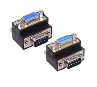 xiwai 2 Pack DB9P 90 Degree Down and Up Angled Gender Changer D-Sub 9 Pin RS232 Male to Female Serial Port Extension Adapter
