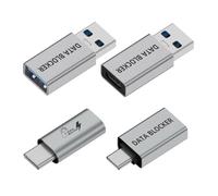 xiwai 4pcs/lot USB 3.1 Data Blocker Type A Male Female to USB-C Male Female Against Juice Jacking, Data Protection, Protection Against Hacking, Adapter for Charging Only