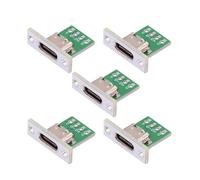 xiwai 5pcs USB Type C Female Socket DIY OEM PC Board 24pin USB 2.0 Pinout Panel Mount Type Connector for Repair Replacement Parts