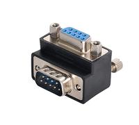 xiwai DB9P 90 Degree Down Angled Gender Changer D-Sub 9Pin RS232 Male to Female Connector Serial Port Extension Adapter